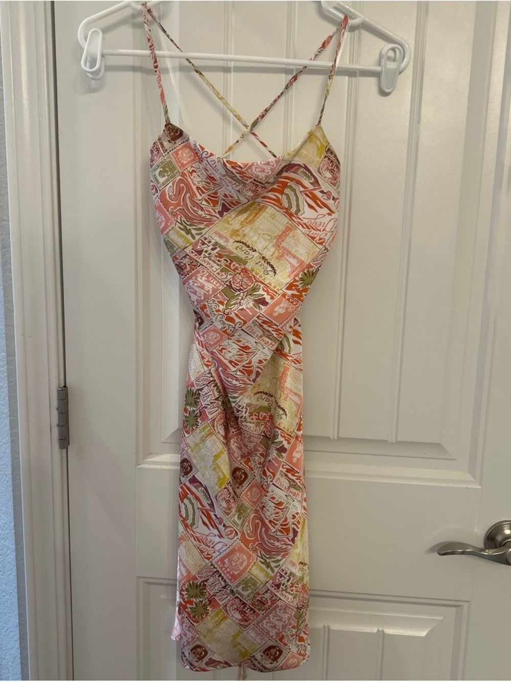 Altar'd State Coral Multi Printed Slip Midi Dress